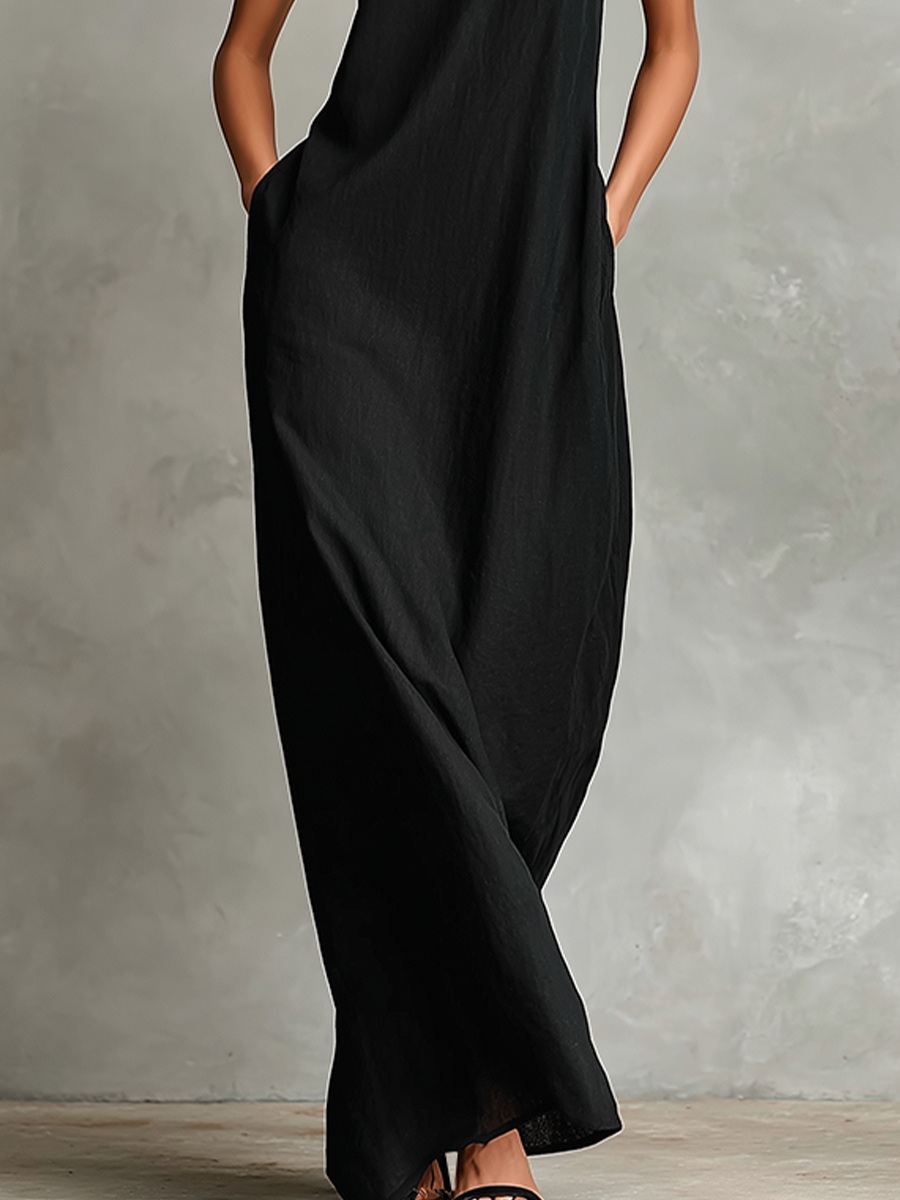 Imeria | Maxi Dress Sleeveless High Neck Pockets