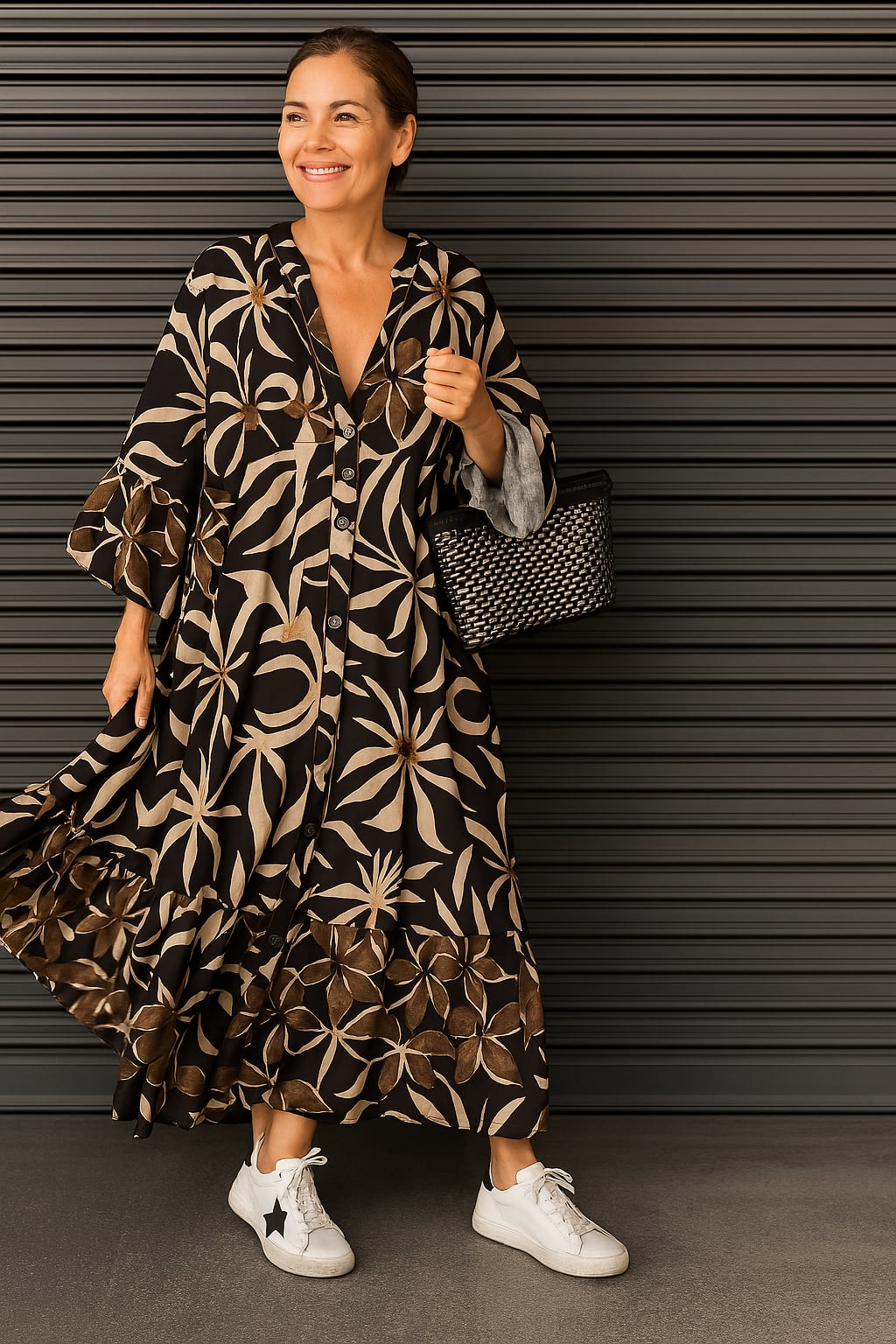 Solveig | Maxi Dress Floral Print V-Neck Loose
