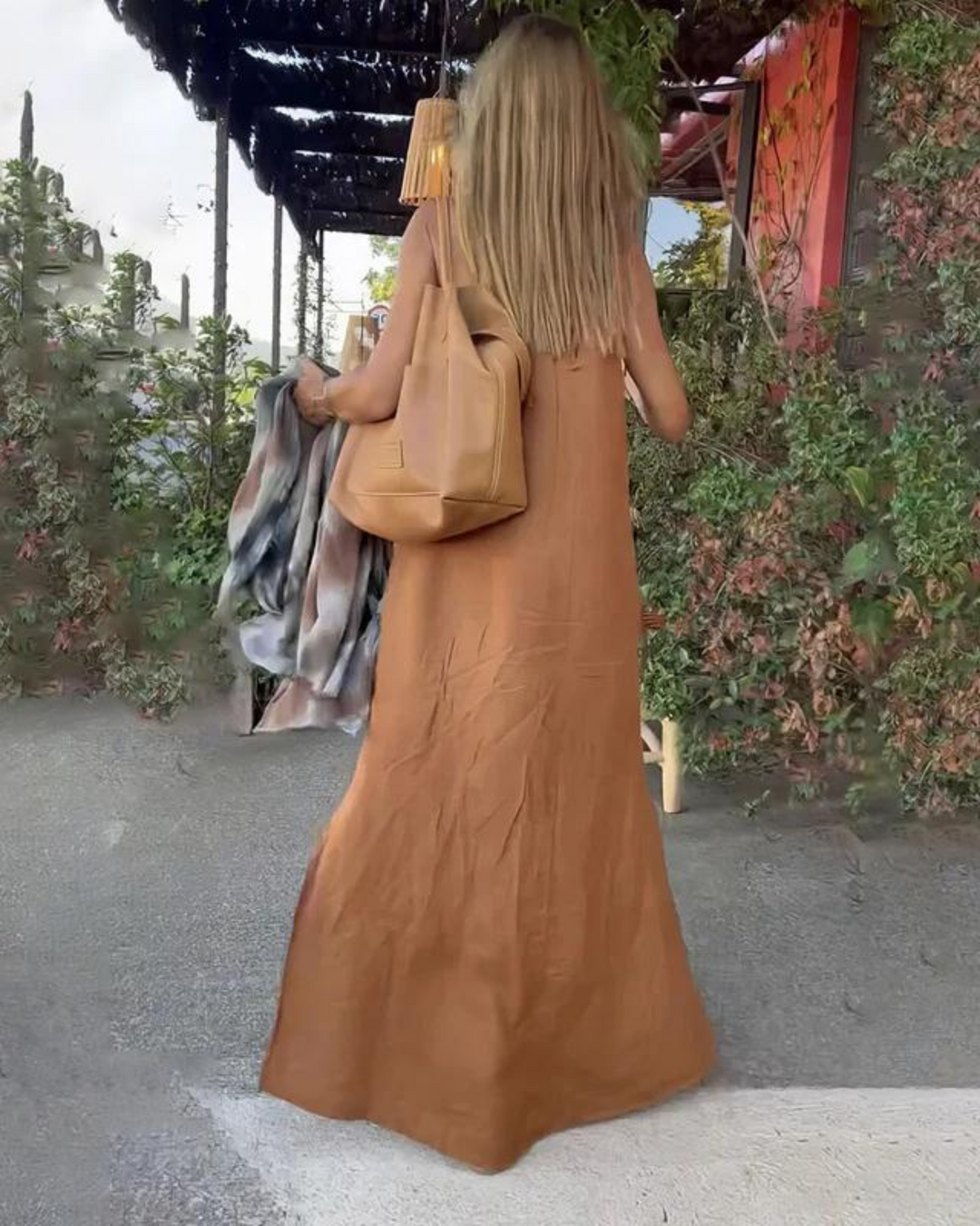 Galilea | Halter Neck Linen Style Maxi Dress