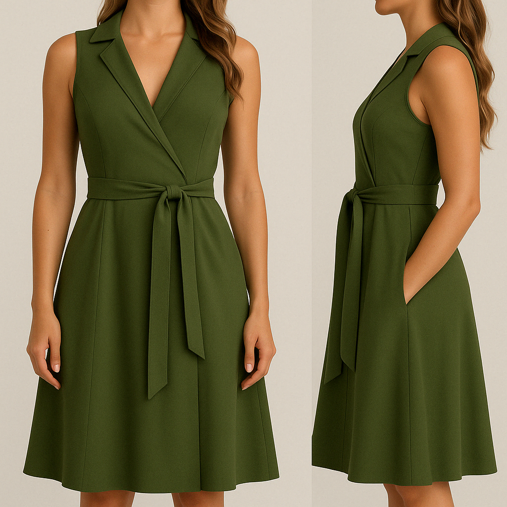 Minnie | Sleeveless Wrap Neck Tie Waist Dress