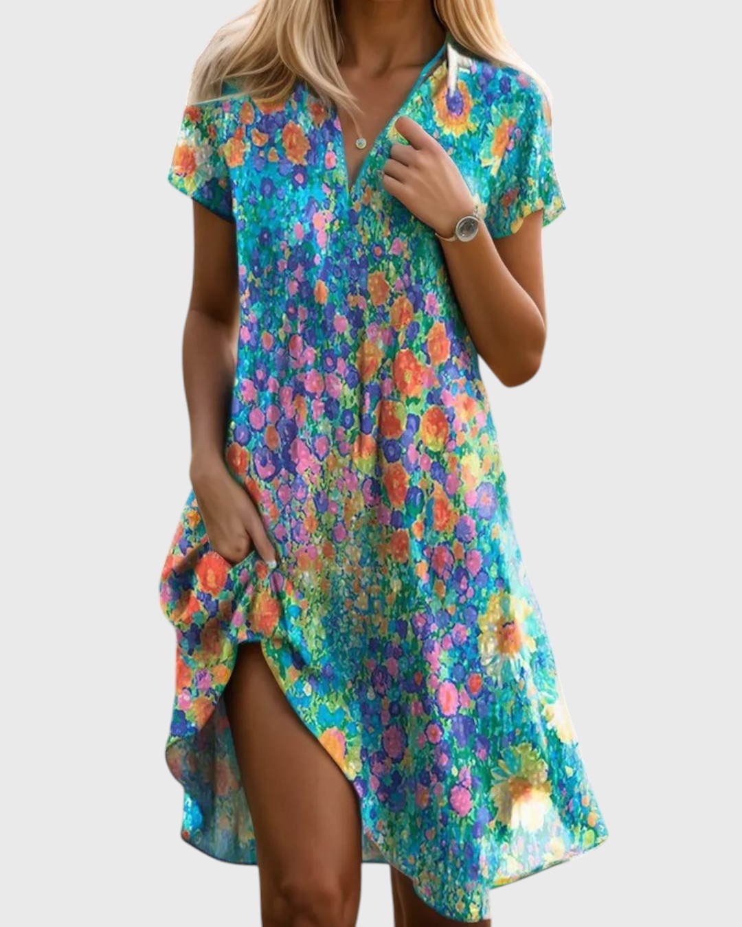 Lizbeth | Floral Print V Neck Midi Dress