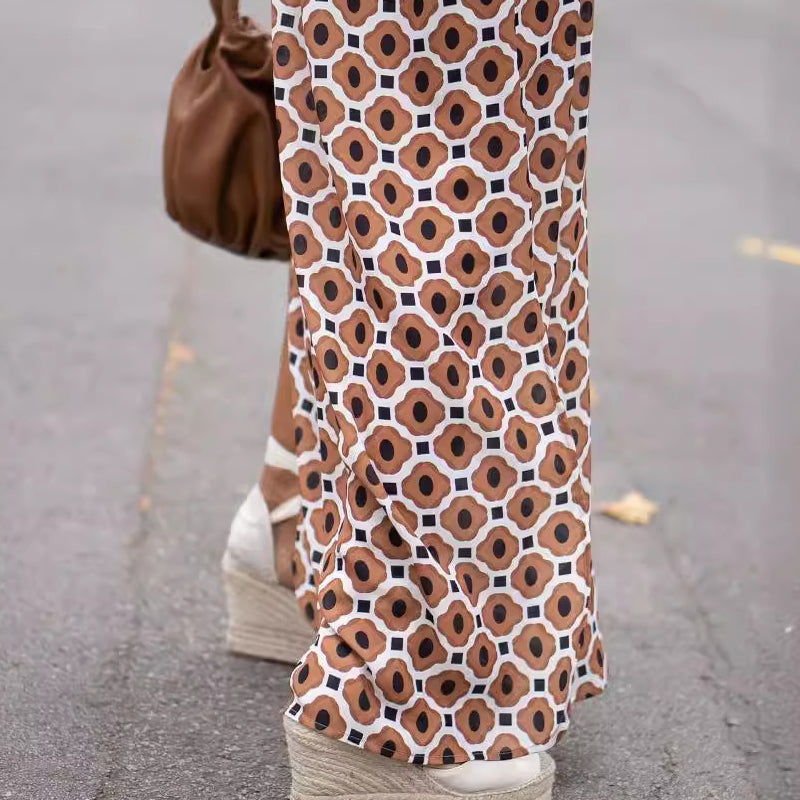 Henar | Maxi Dress Long Sleeve Geometric Print