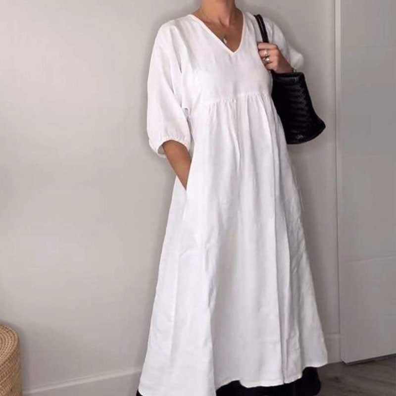 Shantel | V Neck Midi Dress With Pockets
