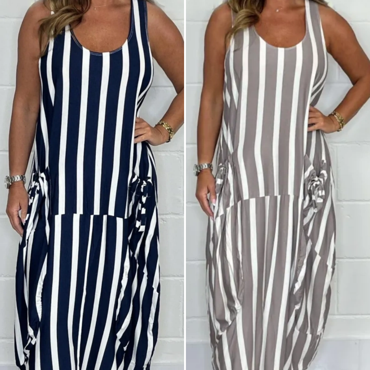 Loosey | Striped Sleeveless Oversized Maxi Dress