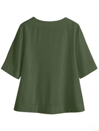 Mattea | V Neck Loose Fit Short Sleeve Top