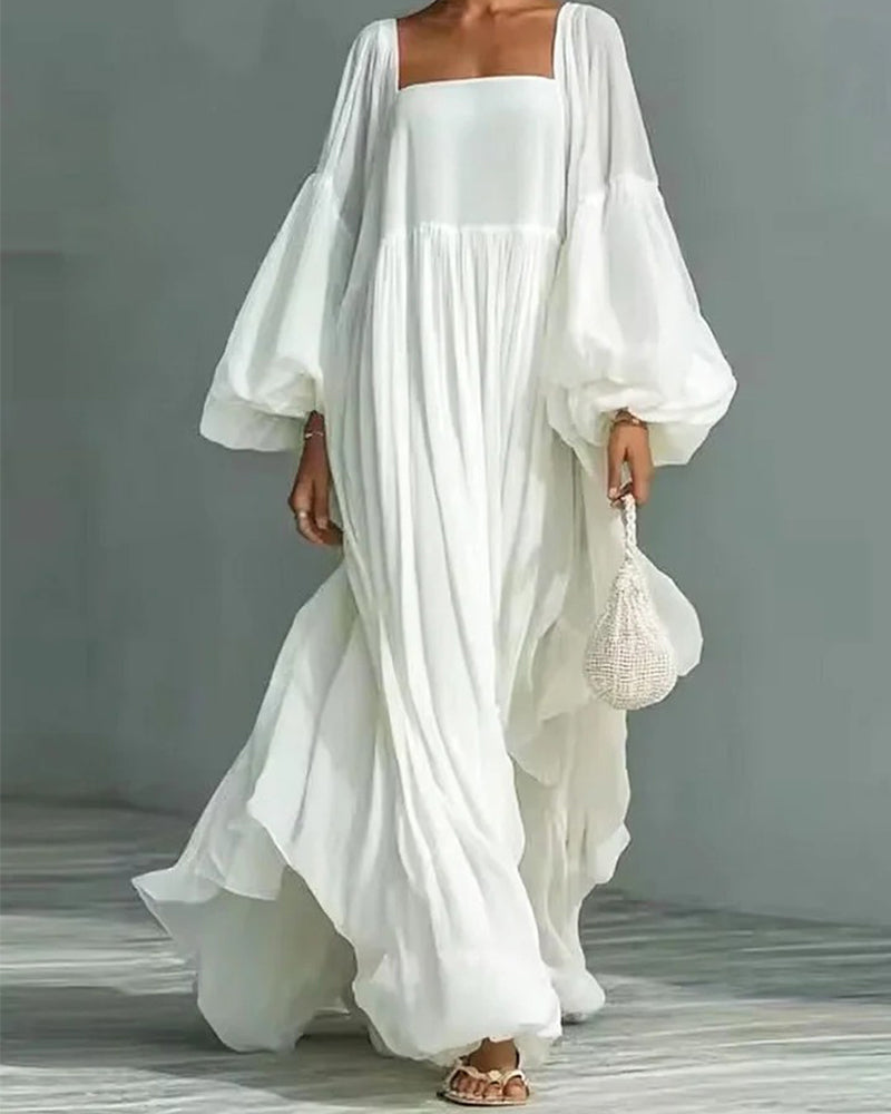Nunila | Square Neck Long Balloon Sleeves Maxi Dress