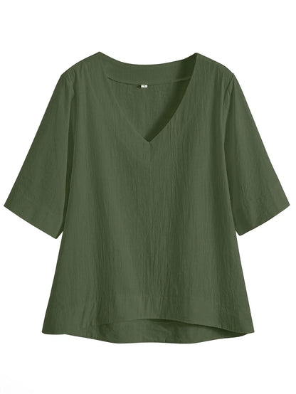 Mattea | V Neck Loose Fit Short Sleeve Top