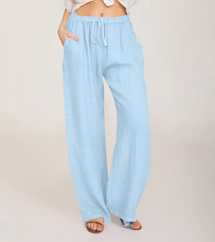 Maialen | Wide Leg Drawstring Linen Style Pants