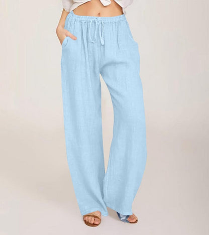 Maialen | Wide Leg Drawstring Linen Style Pants