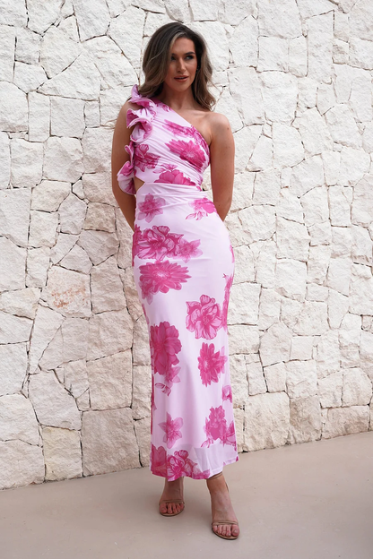 Dorothy | One Shoulder Floral Cutout Maxi Dress