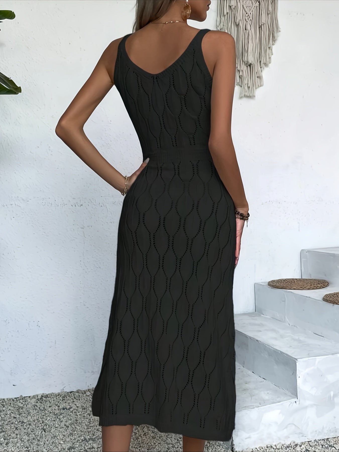 Luciana | Sleeveless Pointelle Knit Midi Dress