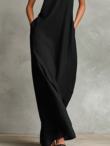Imeria | Maxi Dress Sleeveless High Neck Pockets