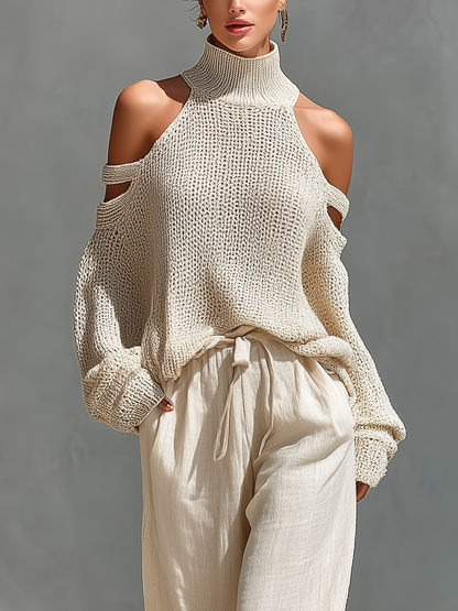 Elyzia |Wide Leg Trouser Set With Knit Top