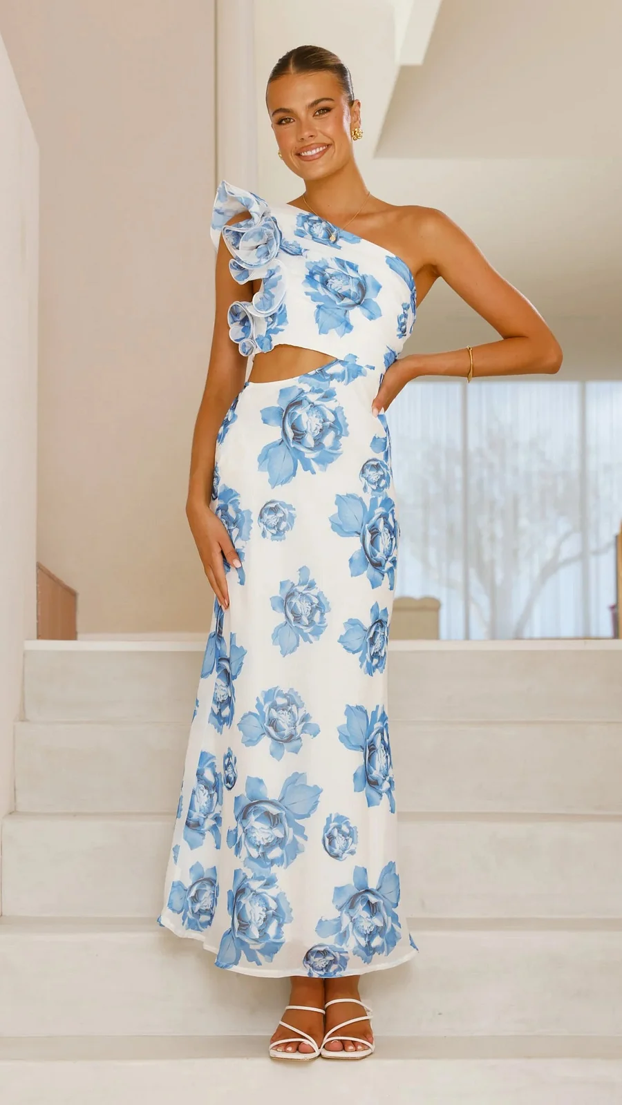 Dorothy | One Shoulder Floral Cutout Maxi Dress