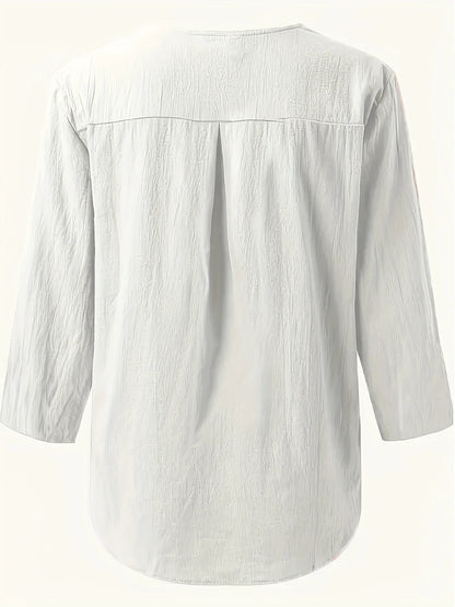 Mykaela | Blouse With Button V Neckline
