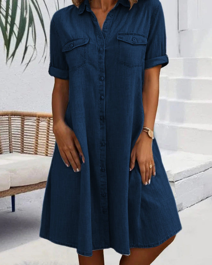 Sveta | Shirt Dress Short Sleeve Denim-Style