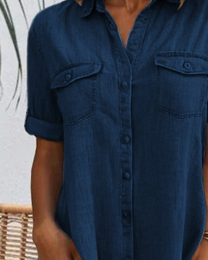 Sveta | Shirt Dress Short Sleeve Denim-Style