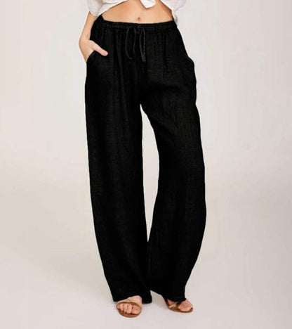Maialen | Wide Leg Drawstring Linen Style Pants