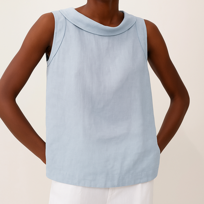 Anya | Blouse Light Blue Sleeveless Round Neck