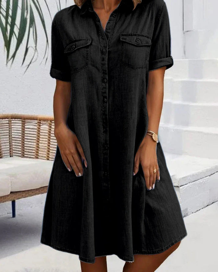 Sveta | Shirt Dress Short Sleeve Denim-Style