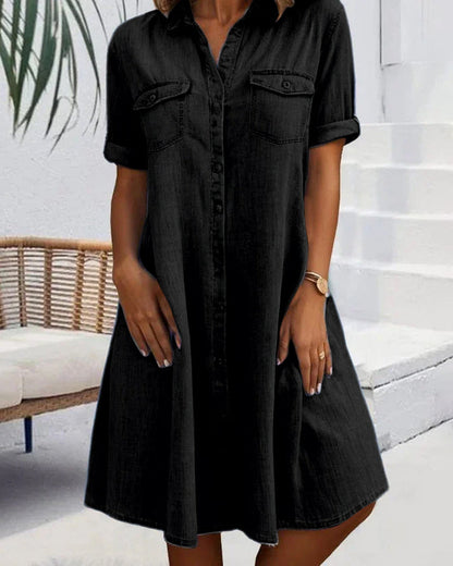 Sveta | Shirt Dress Short Sleeve Denim-Style