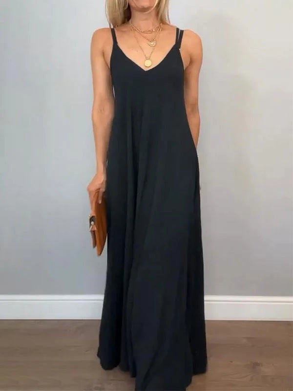 Jolanta | Sleeveless V-Neck Flowy Maxi Dress
