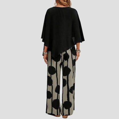 Paolina | Jumpsuit Black Overlay Top Wide Leg
