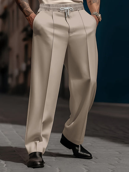 Raimi | Trousers Drawstring Waist Wide Leg Solid Color