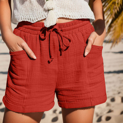 Ivanna | Drawstring Waist Pocket Shorts Relaxed Fit