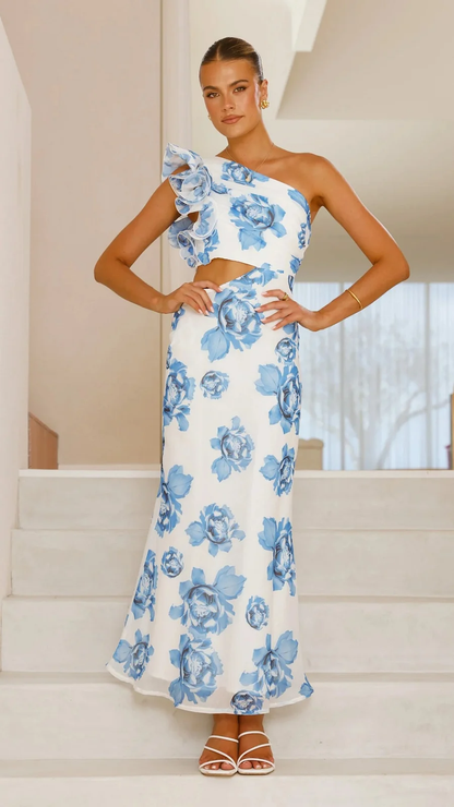 Dorothy | One Shoulder Floral Cutout Maxi Dress