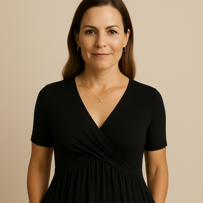 Bridgett | Wrap Front Short Sleeve Midi Dress