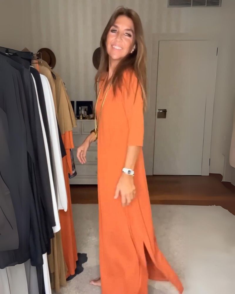 Deynia | V Neck Maxi Dress With Side Slit