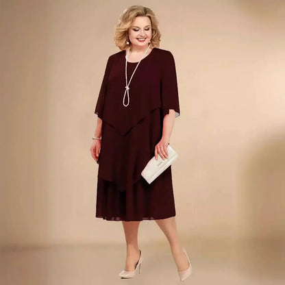 Enedina | Layered Midi Dress Half Sleeve Overlay