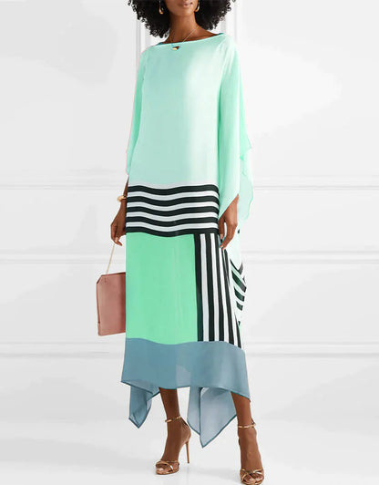 Shraddha | Striped Kaftan Midi Dress