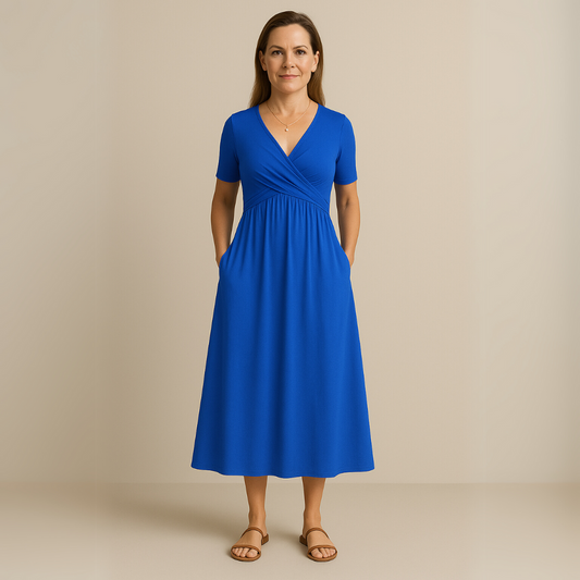 Bridgett | Wrap Front Short Sleeve Midi Dress