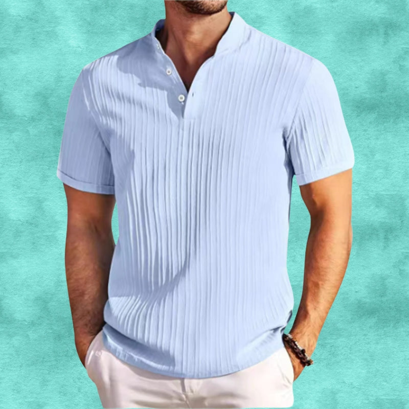 Tomasz | Short Sleeve Textured Henley Shirt
