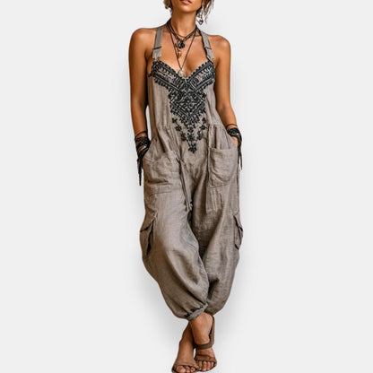 Lynzia | Jumpsuit With Embroidery And Utility Pockets