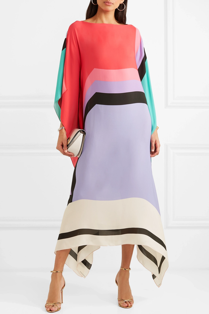 Shraddha | Striped Kaftan Midi Dress