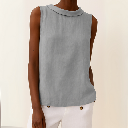 Anya | Blouse Light Blue Sleeveless Round Neck