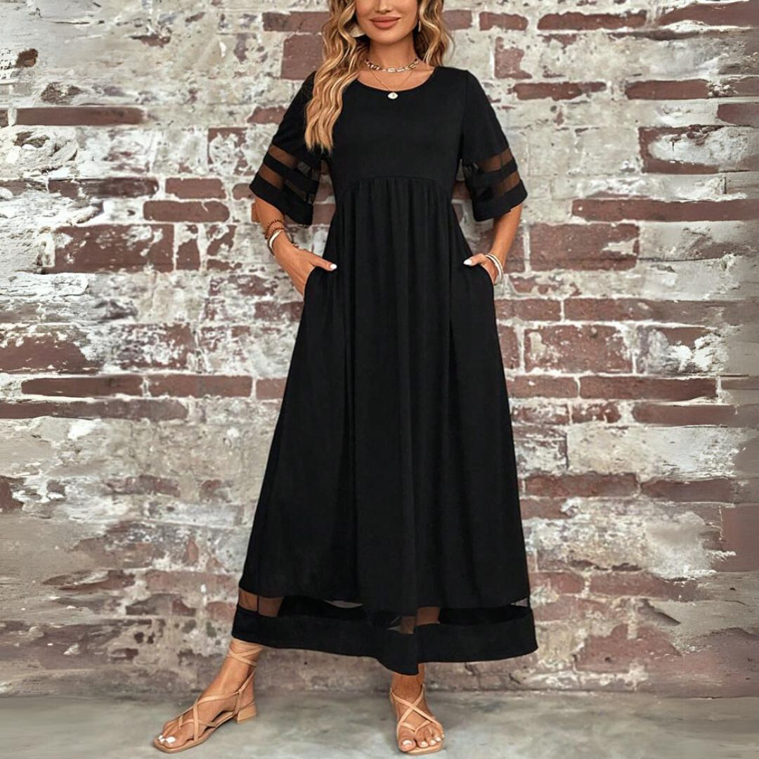 Silvy | Maxi Dress Sheer Sleeve Round Neck