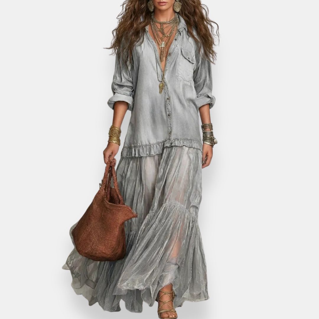 Zaynab | Maxi Dress With Sheer Ruffled Skirt