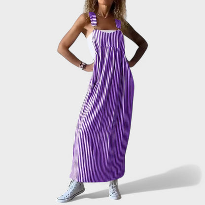 Guzel | Dress With Striped Sleeveless Maxi Length