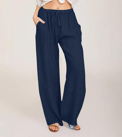 Maialen | Wide Leg Drawstring Linen Style Pants