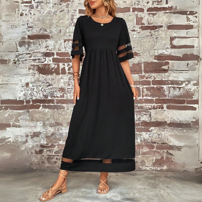 Silvy | Maxi Dress Sheer Sleeve Round Neck