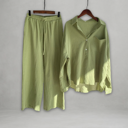 Ottavia | Two Piece Shirt Wide Leg Set
