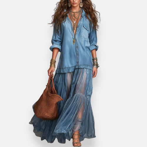 Zaynab | Maxi Dress With Sheer Ruffled Skirt