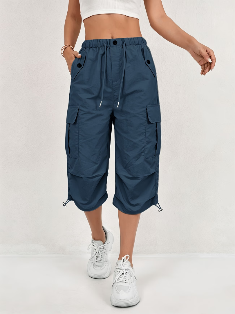Nanna | Cargo Capri Pants With Drawstring Waist