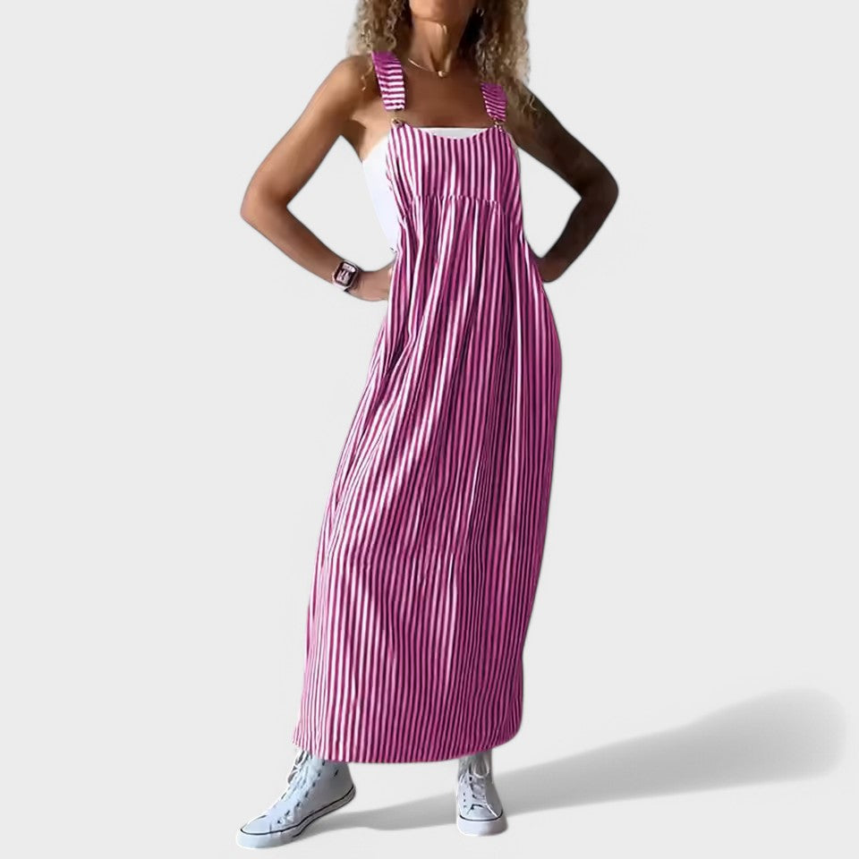 Guzel | Dress With Striped Sleeveless Maxi Length