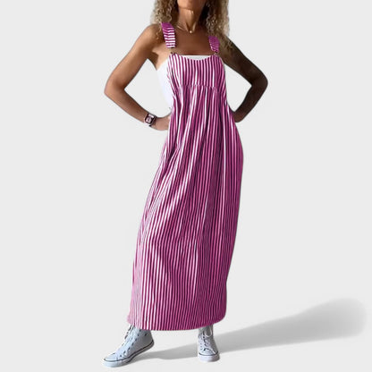 Guzel | Dress With Striped Sleeveless Maxi Length