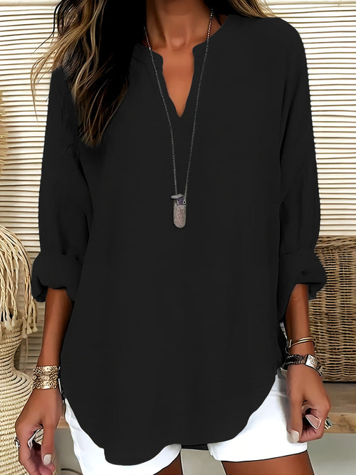 Shawna | V Neck Long Sleeve Relaxed Blouse